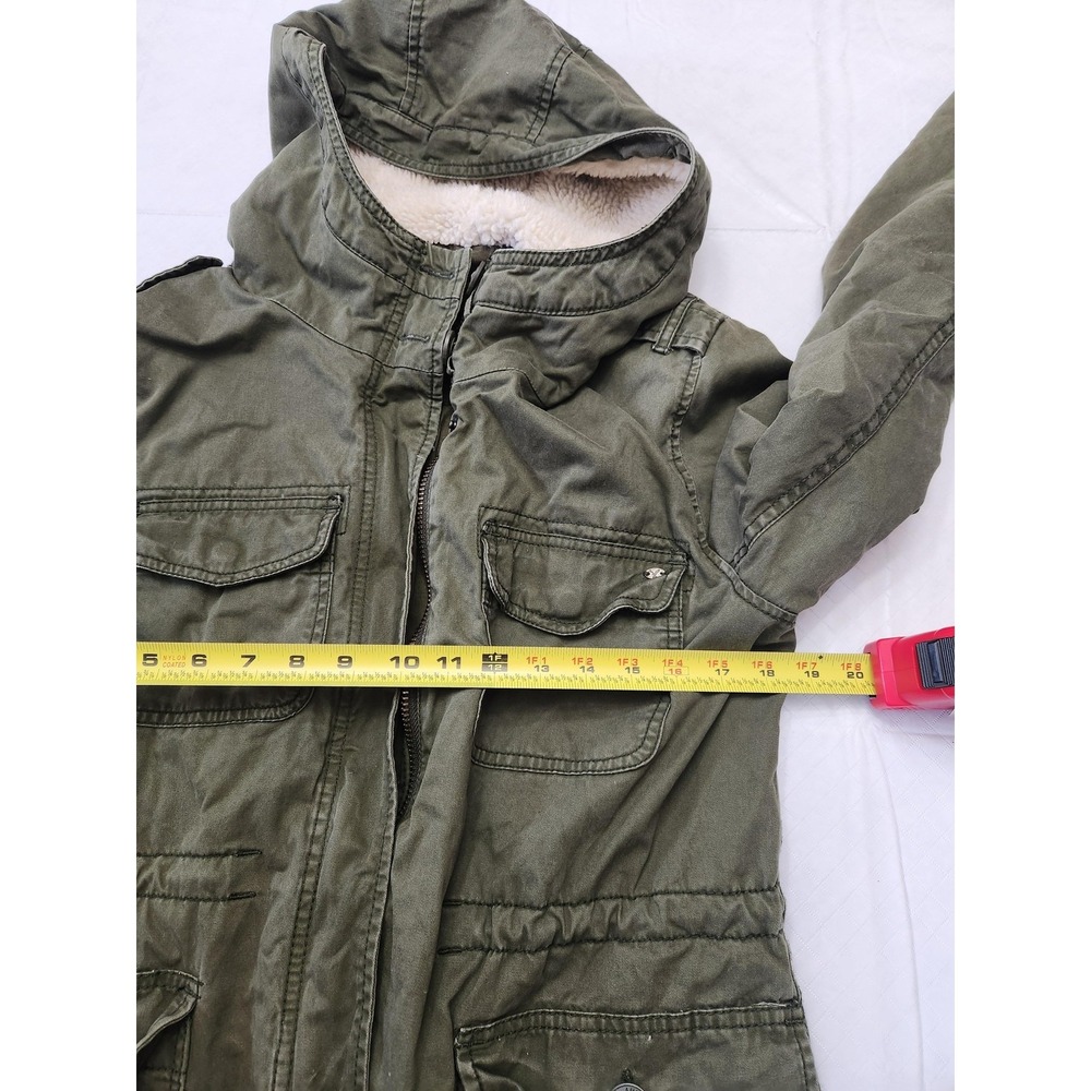American Eagle Outfitters Jacket Womens Medium Green Hooded Sherpa Lined Parka - Picture 9 of 15